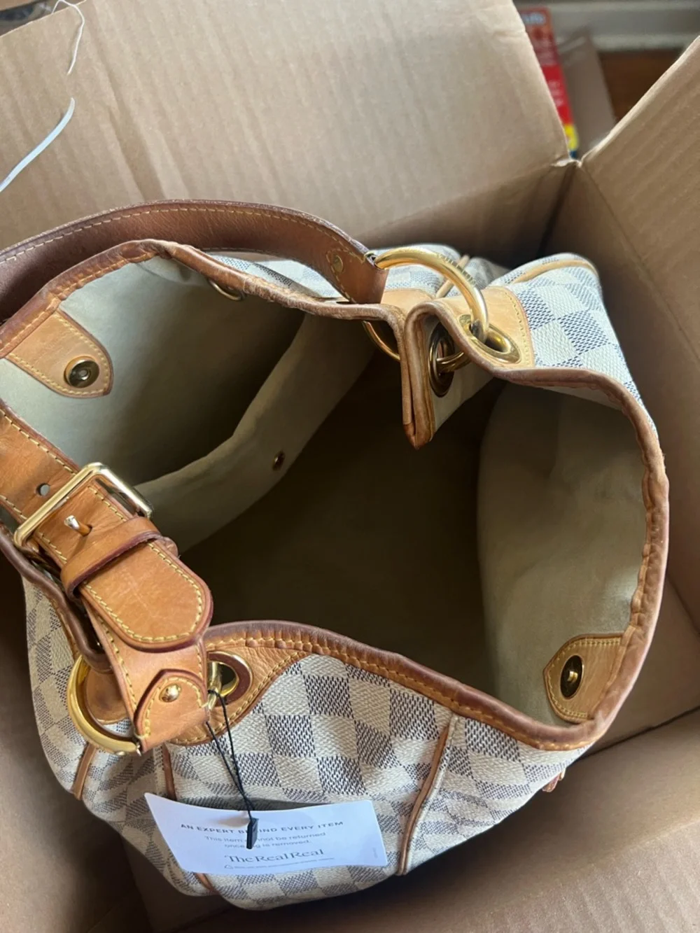 Louis Vuitton Damier Azur GM Hobo Bag in Beige and Tan - Picture 8 of 13
